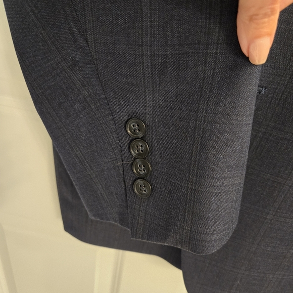 Joseph Abboud 2pc Suit Blue/Gray Plaid 48R/42 W 100% Italian Wool Mint - Picture 8 of 12